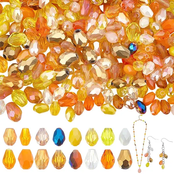 296Pcs 2 Styles Transparent Glass Beads
