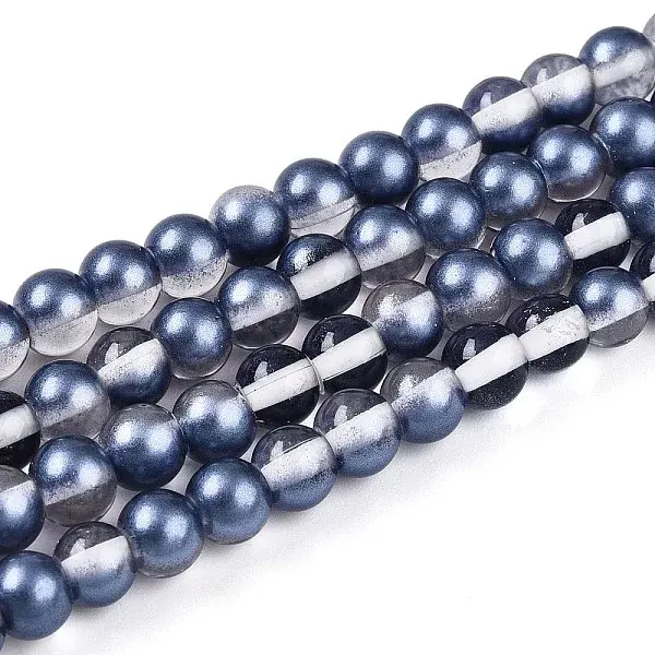 Baking Paint Transparent Glass Beads Strands