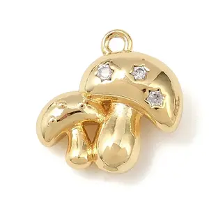Brass Micro Pave Clear Cubic Zirconia Charms
