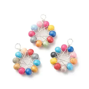 Natural Wood Round Beads Pendants