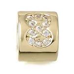 Brass Micro Pave Clear Cubic Zirconia Beads
