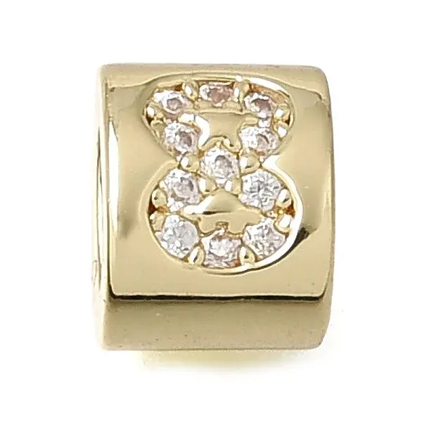 Brass Micro Pave Clear Cubic Zirconia Slider Charms