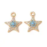 Brass Micro Pave Light Sky Blue Cubic Zirconia Pendants