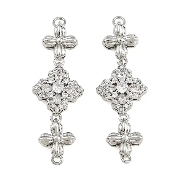 Brass Pave Cubic Zirconia Connector Charms