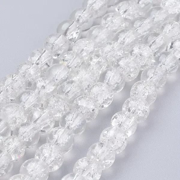 Spray Painted Crackle Glass Beads Strands