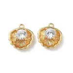 Brass Micro Pave Cubic Zirconia Shell Shape Charms