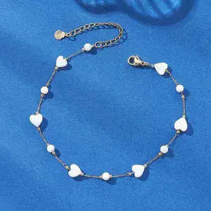 Summer Beach Natural White Shell Link Chain Anklets
