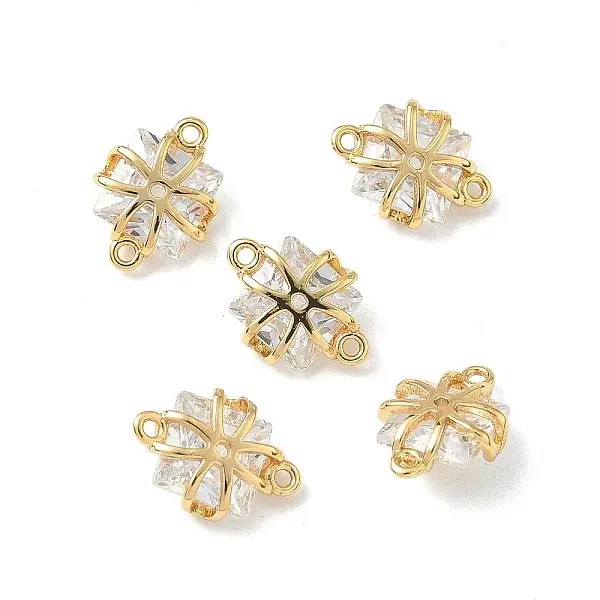 Brass Pave Clear Cubic Zirconia Connector Charms