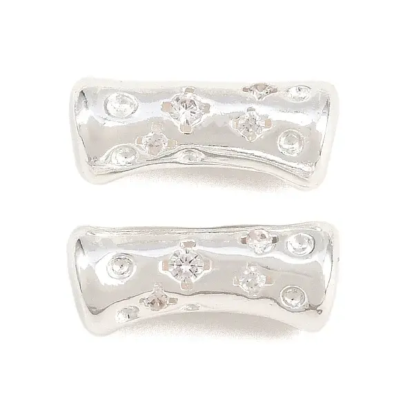 Brass Micro Pave Clear Cubic Zirconia Beads