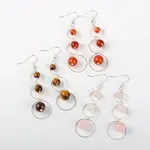 Dangling NAtural Gemstone Beads Pendant Earrings