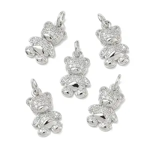 SHEGRACE Brass Micro Pave Clear Cubic Zirconia Pendants