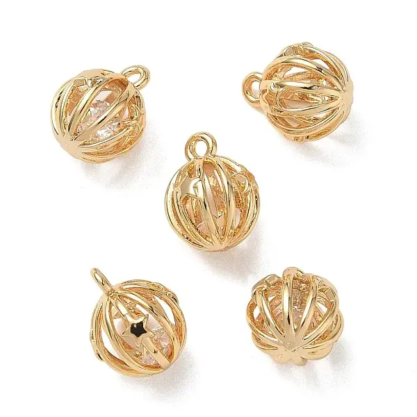 Brass Micro Pave Clear Cubic Zirconia Pendants