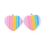 Rainbow Heart Resin Pendants