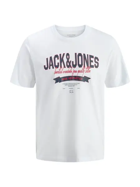 Jack & Jones Plus Tričko  tmavomodrá / grenadínová / biela