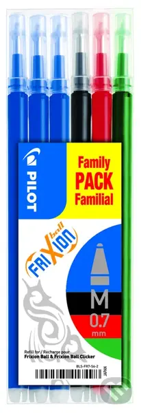 Náplň pre Roller FriXion Ball, 0.7, 6 ks, mix farieb - čierna, červená, modrá a zelená
