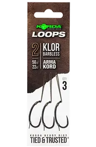 Korda hotové montáže loop rigs klor barbless - háček 2 nosnost 50 lb