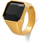 Troli Masivní pozlacený prsten s černým krystalem 57 mm