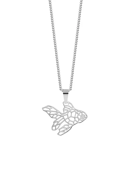 Preciosa Stylový ocelový náhrdelník Origami Fish s kubickou zirkonií Preciosa 7441 00