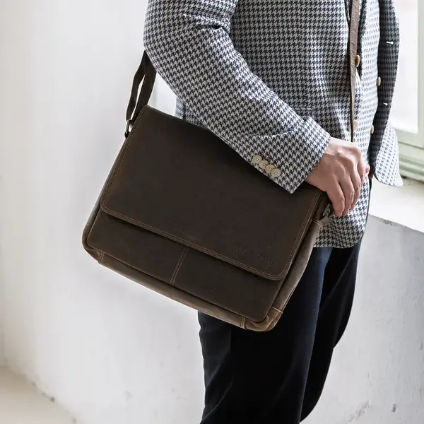 Pánská kožená taška přes rameno Greenwood Agust - tmavě hnědá