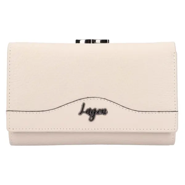 Dámská kožená peněženka Lagen Tove - krémová