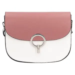 Dámská kožená crossbody kabelka Italia Moniq - fialovobílá