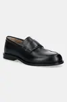 Kožené mokasíny Calvin Klein ESS RUBBER BAND LOAFER LTH pánské, černá barva, HM0HM01923