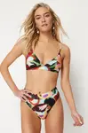Trendyol Abstraktný Vzor Trojuholník Vysoký Pás Vysoké Nohy Hipster Bikiny Set