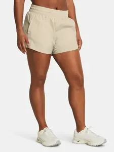 Béžové dámske kraťasy Under Armour Flex Woven 3in Crinkle