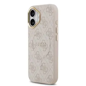 Zadní kryt Guess PU Leather 4G Gold Frame MagSafe  Apple pro iPhone 17, růžová