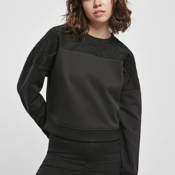 Women's short oversized lace insert Crew black