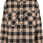 Women's flannel padded overshirt black/softtaupe