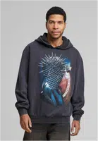 Thorned Mask Oversize Hoody Black with Acid Wash