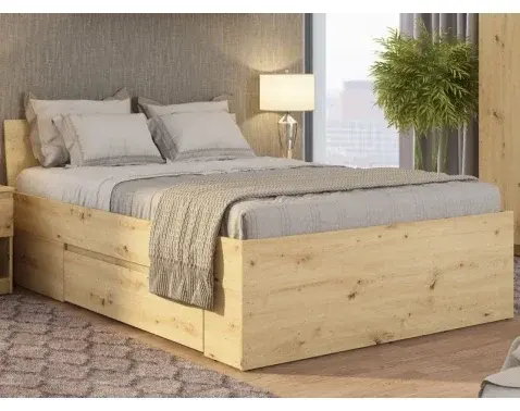 Posteľ so zásuvkami Carlos 140x200, dub artisan%