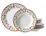 Jedálenský servis (12 dielov) Shanti Doppio, farebné kvety%