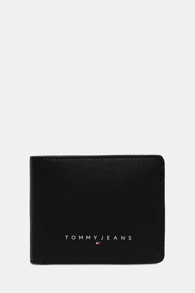 Peněženka Tommy Jeans pánská, černá barva, AM0AM13696