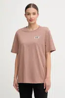 Bavlněné tričko EA7 Emporio Armani dámské, hnědá barva, AF12503.7W000407
