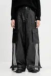 Kalhoty adidas Originals FAUX LTHR dámské, černá barva, široké, high waist, JX9226