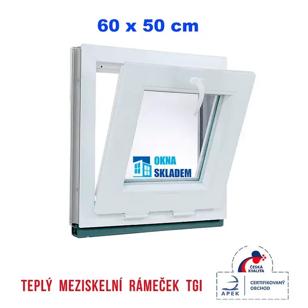 Plastové okno | 60 x 50 cm (600 x 500 mm) | bílé | sklopné