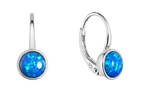 Evolution Group - Pavona Stříbrné visací náušnice s modrým syntetickým opálem 11467.3 blue