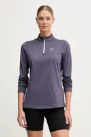 Sportovní tričko s dlouhým rukávem Asics fialová barva, s pologolfem, 2012D294
