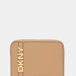 Kožená peněženka Dkny dámská, béžová barva, R521KM25