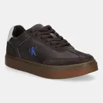 Kožené tenisky Calvin Klein CLASSIC CUPSOLE LACEUP WT MIX pánské, hnědá barva, YM0YM01429
