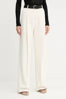 Kalhoty Elisabetta Franchi dámské, béžová barva, střih cigarette, high waist, PA12556E2