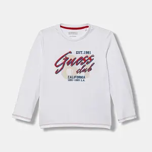 Dětské bavlněné tričko s dlouhým rukávem Guess