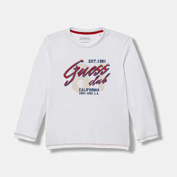 Dětské bavlněné tričko s dlouhým rukávem Guess