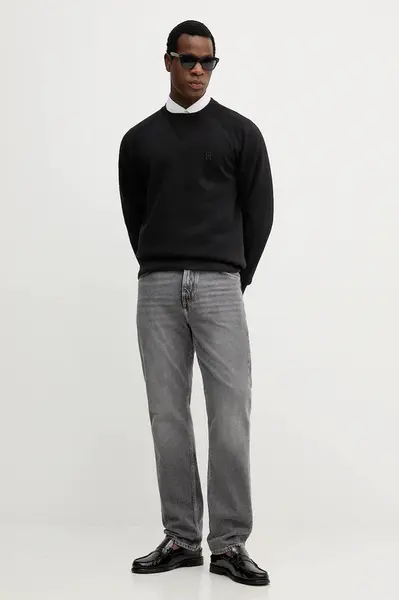 Mikina Tommy Hilfiger pánská, černá barva, melanžová, MW0MW39397