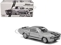 Shelby Mustang GT500 Gray Metallic with Black Stripes 1/64 Diecast Model Car by Pop Race