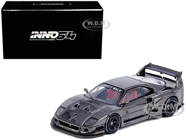 LBWK (Liberty Walk) F40 Chrome Black 1/64 Diecast Model Car by Inno Models