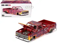 Chevrolet Silverado Dually Pickup Truck "On Fire V1" Red Metallic with Flames and Red Interior (Designed by Jun Imai) "Kaido House" Special 1/64 Diec