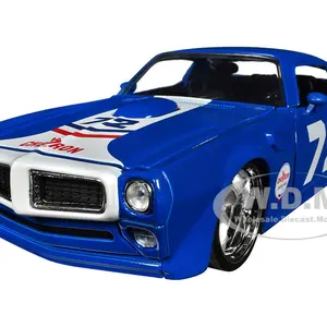 1972 Pontiac Firebird 72 Blue with White Stripe "Chevron" "Bigtime Muscle" Series 1/24 Diecast Model Car by Jada